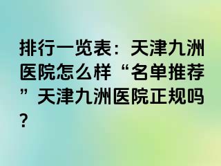排行一览表：天津九洲医院怎么样“名单推荐”天津九洲医院正规吗？